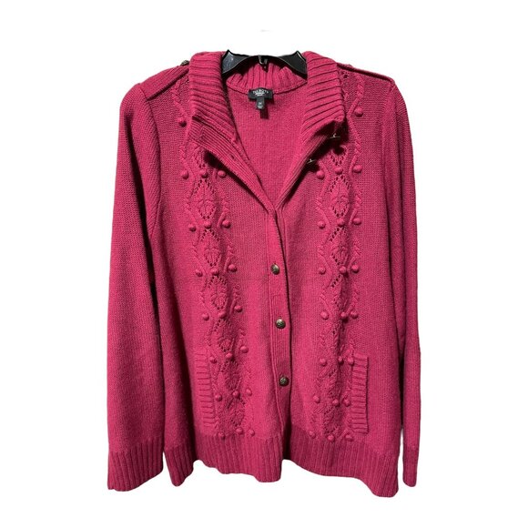 Talbots Wine Red Knit Button front Long Sleeve Cardigan Sweater‎ - Picture 1 of 4